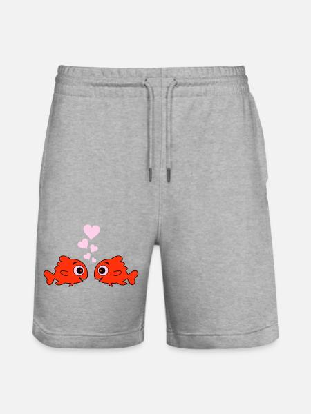 Comic Pisces in Love - Stanley/Stella Trainer Unisex Organic Jogging Shorts - heather grey