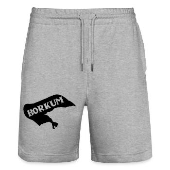 Borkum Island - Stanley/Stella Trainer Unisex Organic Jogging Shorts - heather grey - Front - Nik (191cm) & Marisol (170cm)