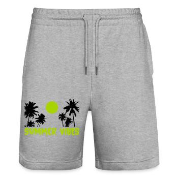 summer vibes - Stanley/Stella Unisex Bio Joggingshorts Trainer  - Grau meliert - Vorne - Nik (191cm) & Marisol (170cm)