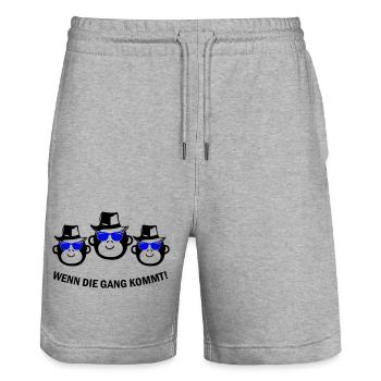 Monkey Gang - Stanley/Stella Trainer Unisex Organic Jogging Shorts - heather grey - Front - Nik (191cm) & Marisol (170cm)