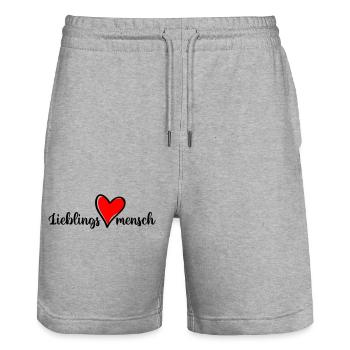 Favorite person - Stanley/Stella Trainer Unisex Organic Jogging Shorts - heather grey - Front - Nik (191cm) & Marisol (170cm)