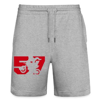 Moto 57 biker - Stanley/Stella Trainer Unisex Organic Jogging Shorts - heather grey - Front - Nik (191cm) & Marisol (170cm)