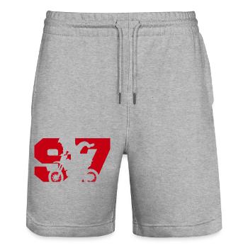 Moto 97 motard - Stanley/Stella Trainer Unisex Organic Jogging Shorts - heather grey - Front - Nik (191cm) & Marisol (170cm)