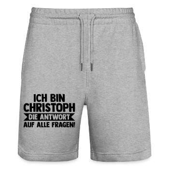 Vorname Chris Christoph - Stanley/Stella Unisex Bio Joggingshorts Trainer  - Grau meliert - Vorne - Nik (191cm) & Marisol (170cm)