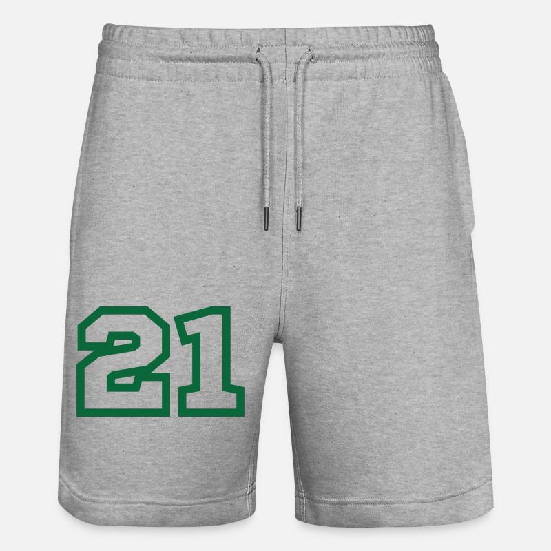 Numéro 21 sport vert - Short de jogging bio TRAINER Stanley/Stella unisexe - gris chiné