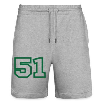 Numéro 51 sport vert - Short de jogging bio TRAINER Stanley/Stella unisexe - gris chiné - Devant - Nik (191cm) & Marisol (170cm)