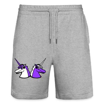 2 Coole DJ Einhörner Zwei Team Party Club Musik - Stanley/Stella Unisex Bio Joggingshorts Trainer  - Grau meliert - Vorne - Nik (191cm) & Marisol (170cm)