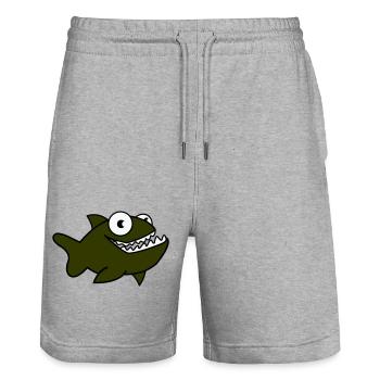 Piranha 01 - Short de jogging bio TRAINER Stanley/Stella unisexe - gris chiné - Devant - Nik (191cm) & Marisol (170cm)