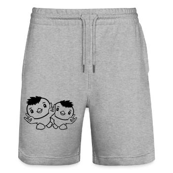 2 Heavy Metal Ente Vogel Team Küken Rock Handgeste - Stanley/Stella Unisex Bio Joggingshorts Trainer  - Grau meliert - Vorne - Nik (191cm) & Marisol (170cm)