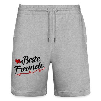 beste freunde - Stanley/Stella Unisex Bio Joggingshorts Trainer  - Grau meliert - Vorne - Nik (191cm) & Marisol (170cm)