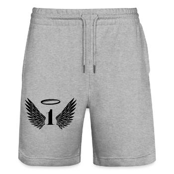 Number 1 Angel - 1st Birthday Wings - Stanley/Stella Trainer Unisex Organic Jogging Shorts - heather grey - Front - Nik (191cm) & Marisol (170cm)