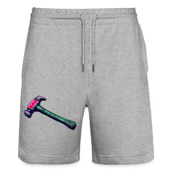 Banhammer - Stanley/Stella Trainer Unisex Organic Jogging Shorts - heather grey - Front - Nik (191cm) & Marisol (170cm)