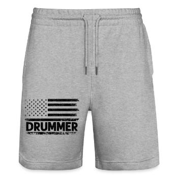 Trommler der amerikanischen Flagge Patriot Drum Music Lover Dru - Stanley/Stella Unisex Bio Joggingshorts Trainer  - Grau meliert - Vorne - Nik (191cm) & Marisol (170cm)