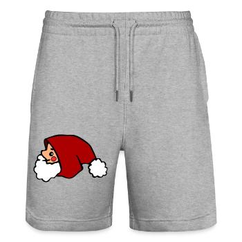 Père Noël mignon, Père Noël minimaliste - Short de jogging bio TRAINER Stanley/Stella unisexe - gris chiné - Devant - Nik (191cm) & Marisol (170cm)