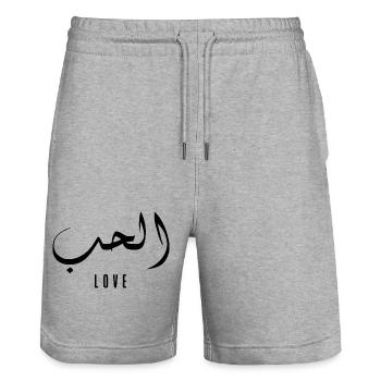 El hob en arabe - love - Short de jogging bio TRAINER Stanley/Stella unisexe - gris chiné - Devant - Nik (191cm) & Marisol (170cm)