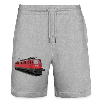 SBB locomotive - Stanley/Stella Trainer Unisex Organic Jogging Shorts - heather grey - Front - Nik (191cm) & Marisol (170cm)
