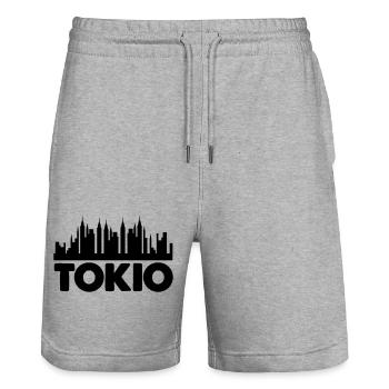 Tokyo - Stanley/Stella Trainer Unisex Organic Jogging Shorts - heather grey - Front - Nik (191cm) & Marisol (170cm)