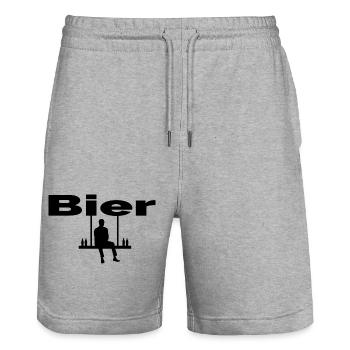 Beer - Stanley/Stella Trainer Unisex Organic Jogging Shorts - heather grey - Front - Nik (191cm) & Marisol (170cm)