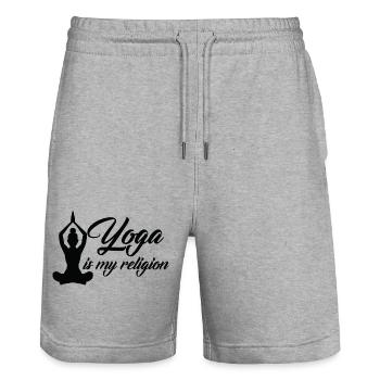 Yoga Meditation Spa Namaste - Stanley/Stella Trainer Unisex Organic Jogging Shorts - heather grey - Front - Nik (191cm) & Marisol (170cm)