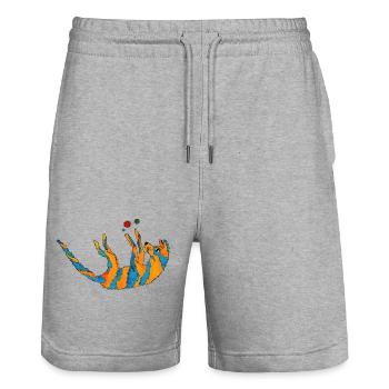 Pen and paper magischer Wolf spielt mit W20 Würfel - Stanley/Stella Unisex Bio Joggingshorts Trainer  - Grau meliert - Vorne - Nik (191cm) & Marisol (170cm)