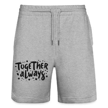 Together Always - Stanley/Stella Trainer Unisex Organic Jogging Shorts - heather grey - Front - Nik (191cm) & Marisol (170cm)