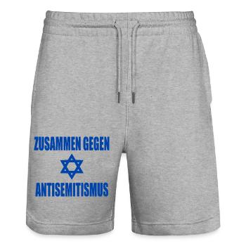 zusammen gegen antisemitismus - Stanley/Stella Unisex Bio Joggingshorts Trainer  - Grau meliert - Vorne - Nik (191cm) & Marisol (170cm)