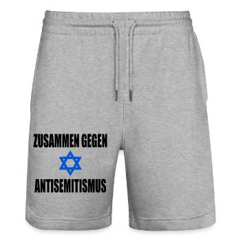 zusammen gegen antisemitismus - Stanley/Stella Unisex Bio Joggingshorts Trainer  - Grau meliert - Vorne - Nik (191cm) & Marisol (170cm)