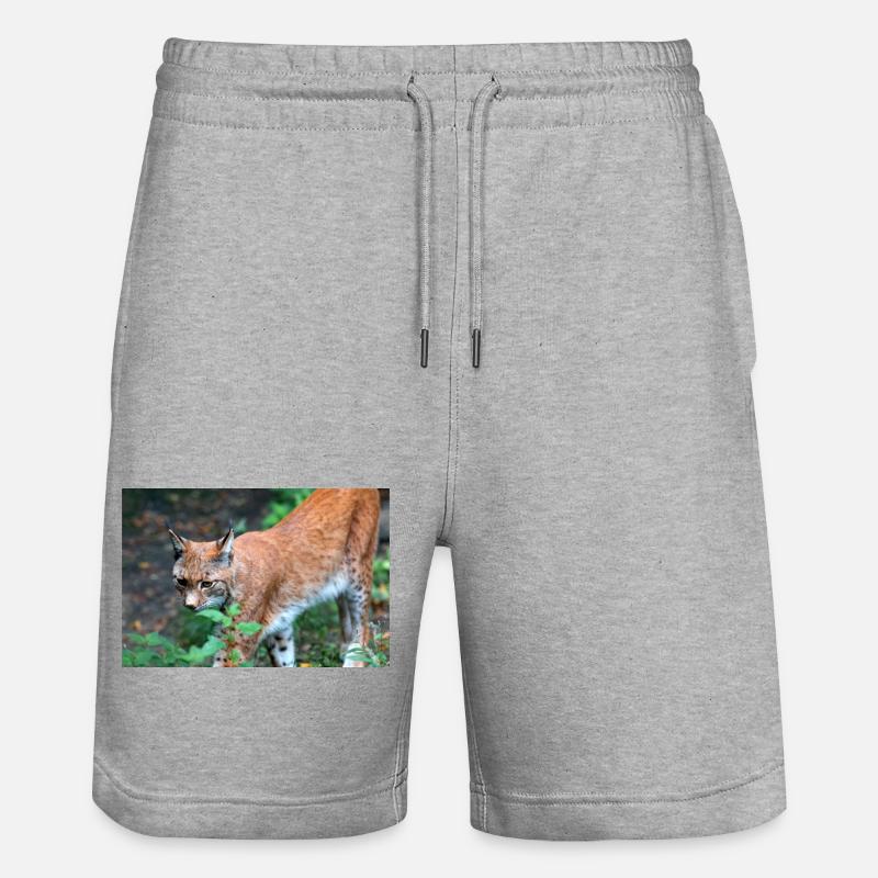 Eurasischer Luchs oder Nördlicher Luchs - Stanley/Stella Unisex Bio Joggingshorts Trainer  - Grau meliert