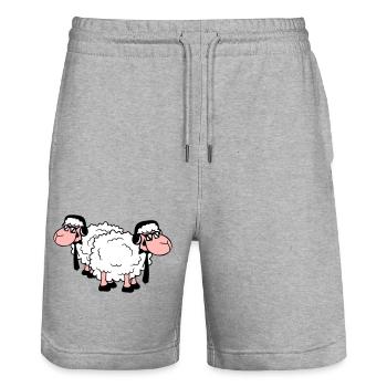 2 Sheep Sunglasses Music Party DJ Team Friends - Stanley/Stella Trainer Unisex Organic Jogging Shorts - heather grey - Front - Nik (191cm) & Marisol (170cm)