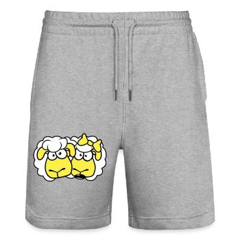 2 Schafe Pärchen Valentinstag Freunde Verliebt - Stanley/Stella Unisex Bio Joggingshorts Trainer  - Grau meliert - Vorne - Nik (191cm) & Marisol (170cm)