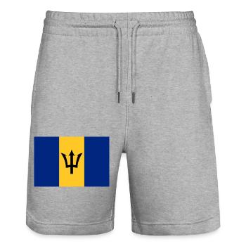 Barbados - Stanley/Stella Trainer Unisex Organic Jogging Shorts - heather grey - Front - Nik (191cm) & Marisol (170cm)