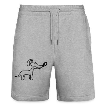 Dog Stands Cute Little Happy Puppy Pet - Stanley/Stella Trainer Unisex Organic Jogging Shorts - heather grey - Front - Nik (191cm) & Marisol (170cm)