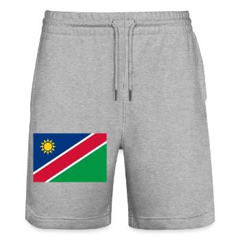 Namibia - Stanley/Stella Trainer Unisex Organic Jogging Shorts - heather grey - Front - Nik (191cm) & Marisol (170cm)
