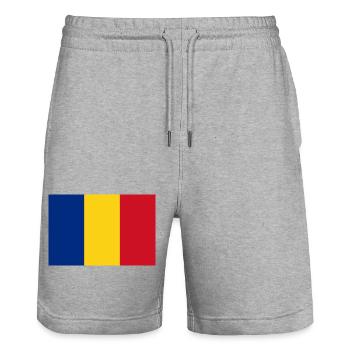 Romania - Stanley/Stella Trainer Unisex Organic Jogging Shorts - heather grey - Front - Nik (191cm) & Marisol (170cm)
