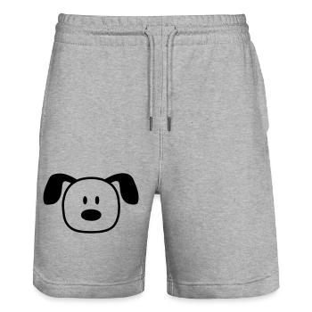 Hund Gesicht Kleines Glückliches Haustier Kopf Süß - Stanley/Stella Unisex Bio Joggingshorts Trainer  - Grau meliert - Vorne - Nik (191cm) & Marisol (170cm)