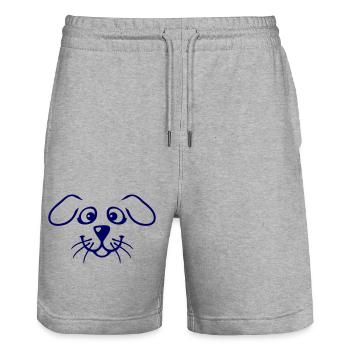 Hund Gesicht Kleines Glückliches Haustier Kopf Süß - Stanley/Stella Unisex Bio Joggingshorts Trainer  - Grau meliert - Vorne - Nik (191cm) & Marisol (170cm)