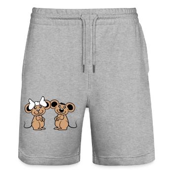 2 Mäuse Paar Zwei Verliebt Valentinstag Frau Mann - Stanley/Stella Unisex Bio Joggingshorts Trainer  - Grau meliert - Vorne - Nik (191cm) & Marisol (170cm)
