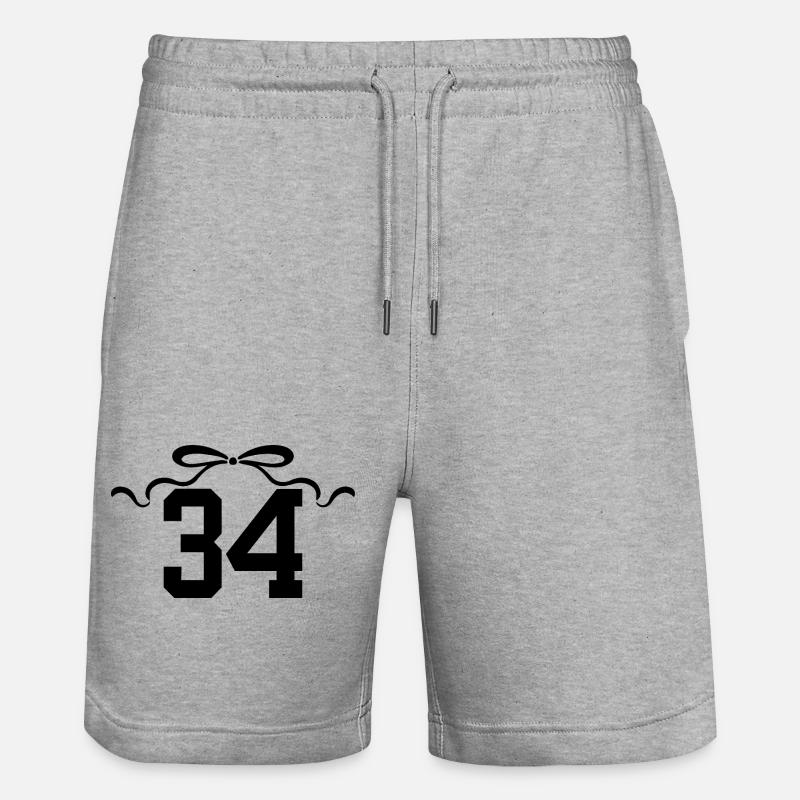 Number 34 Knot - 34th Anniversary - Stanley/Stella Trainer Unisex Organic Jogging Shorts - heather grey