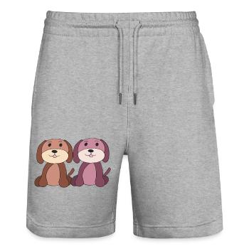 zwei hunde junge mädchen - Stanley/Stella Unisex Bio Joggingshorts Trainer  - Grau meliert - Vorne - Nik (191cm) & Marisol (170cm)