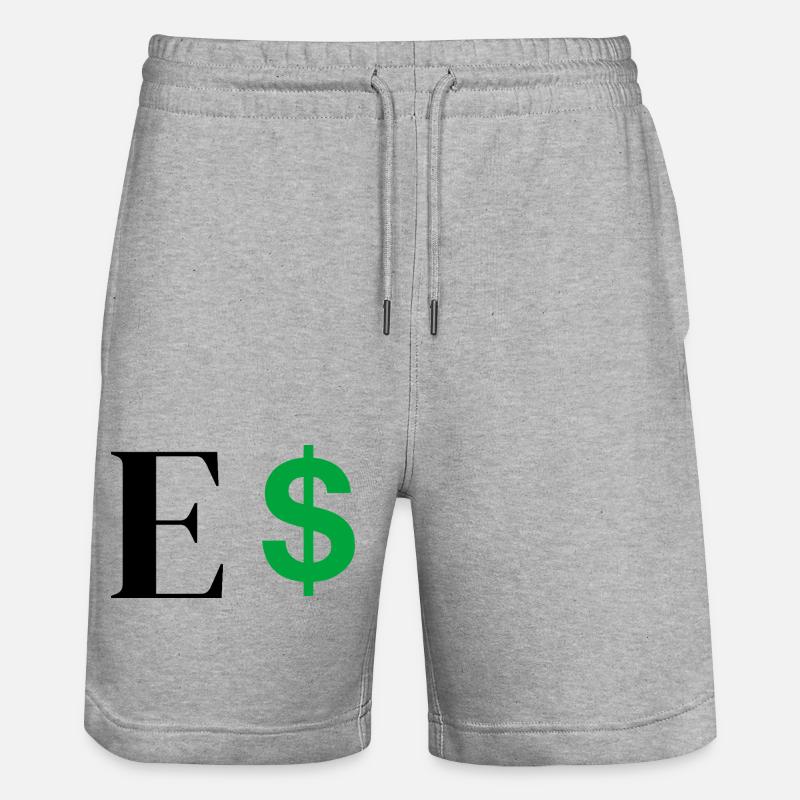Buchstabe E Dollar - Stanley/Stella Unisex Bio Joggingshorts Trainer - Grau meliert