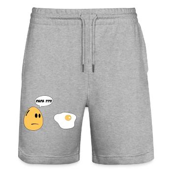 Egg Daddy - Stanley/Stella Trainer Unisex Organic Jogging Shorts - heather grey - Front - Nik (191cm) & Marisol (170cm)
