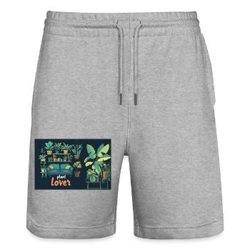 Plant lover - Stanley/Stella Unisex Bio Joggingshorts Trainer  - Grau meliert - Vorne - Nik (191cm) & Marisol (170cm)