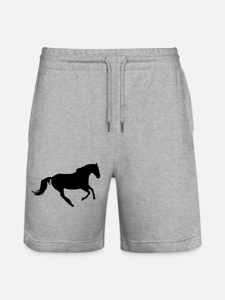 Pferd im Galopp - Stanley/Stella Unisex Bio Joggingshorts Trainer - Grau meliert