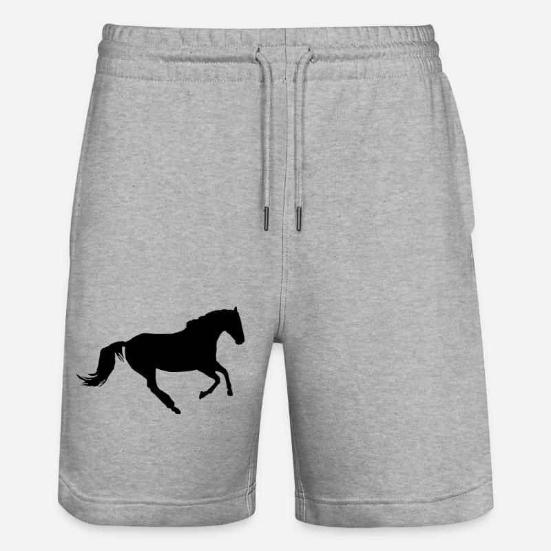 Pferd im Galopp - Stanley/Stella Unisex Bio Joggingshorts Trainer  - Grau meliert