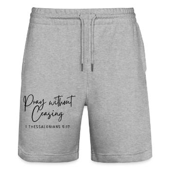 Priez sans cesse - Short de jogging bio TRAINER Stanley/Stella unisexe - gris chiné - Devant - Nik (191cm) & Marisol (170cm)