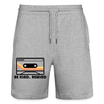 « Be Kind, Rewind » - Conception de 📼 bande - Short de jogging bio TRAINER Stanley/Stella unisexe - gris chiné - Devant - Nik (191cm) & Marisol (170cm)