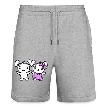 2 Bunnies Two Girlfriend Love Couple In Love Cute - Stanley/Stella Trainer Unisex Organic Jogging Shorts - heather grey - Front - Nik (191cm) & Marisol (170cm)