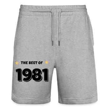Best of 1981 - Short de jogging bio TRAINER Stanley/Stella unisexe - gris chiné - Devant - Nik (191cm) & Marisol (170cm)