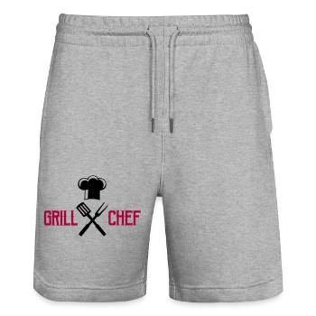 koch besteck grill - Stanley/Stella Unisex Bio Joggingshorts Trainer  - Grau meliert - Vorne - Nik (191cm) & Marisol (170cm)