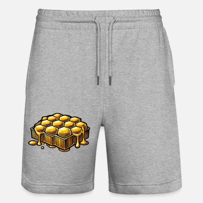 Miel en nid d’abeille - Short de jogging bio TRAINER Stanley/Stella unisexe - gris chiné